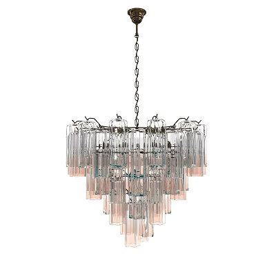 Elegant Multi Tier Crystal Chandelier With Glass Pendant And Metal Chain Hanging Fixture 3d model