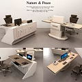 Modern Office Desk And Chair Set With Computer Storage Drawers Design