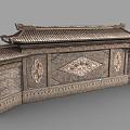 Chinese-style Shadow Wall Ancient Architecture 3d model