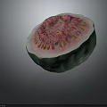 Fresh Cut Guava with Green Skin Pink Flesh and Yellow Seeds