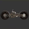 Custom Built Motorcycle With Oversized Treaded Tires And Exposed Metallic Frame Design 3d model