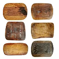 Vintage Decorative Wooden Trays With Hand Carved Patterns And Rustic Texture