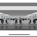 Modern Office Workspace With Open Layout Multiple Workstations Ergonomic Chairs And Computer Monitors 3d model