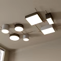 Modern Ceiling Lights With Round And Square Shapes White Black Frames Metal Frame Interior Lighting 3d model
