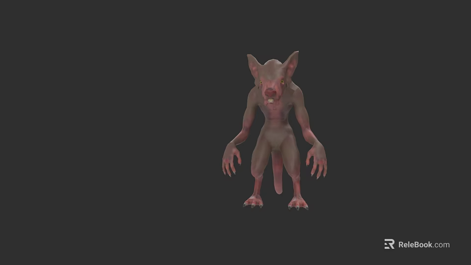 Mythical Creature 3D Model With Large Ears Long Claws And Standing Pose 3d model 
