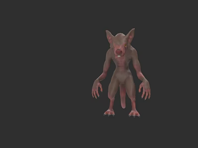 Mythical Creature 3D Model With Large Ears Long Claws And Standing Pose 3d model