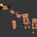 Minecraft Block Style Characters And Creatures With Pink Piglet And Horned Animals