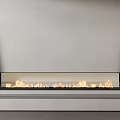 Modern Recessed Fireplace with Sleek Gray Design and Burning Flames in Minimalist Interior