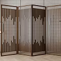 Modern Wooden Room Divider With Vertical Stripes Design In Interior Space With Green Plant