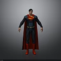 Man In Superman Costume With Red Cape Blue Suit And S Symbol