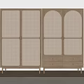 Natural Wooden Wardrobes With Rattan Doors And Drawers In Modern Interior Design