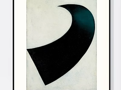 Abstract Painting With Curved Black Shape On Light Background And Bold Lines 3d model