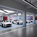 4S Store Modern Car Showroom With White Luxury Vehicles And Spacious Interior