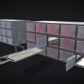 Industrial Metal Storage Cabinets With Multiple Drawers Red Panels And Tray