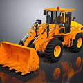 Orange Construction Loader With Large Tires Front Bucket And Driver Cab 3d model