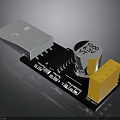 Electronic Circuit Board Module With USB Connector Capacitor And Yellow Terminal