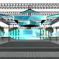 Modern Stage Setup With Blue Lighting Large LED Screen And Stunning Lighting Effects