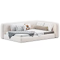 Light Colored Kids Bed with Soft Pillows Teddy Bear and Cozy Blanket