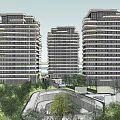 Modern High Rise Residential Buildings With Lush Greenery And Courtyard Surroundings
