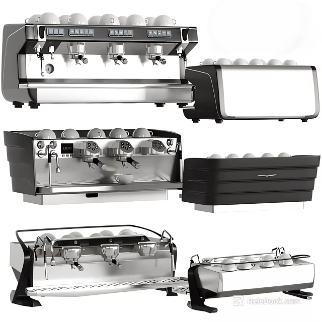 Multiple Coffee Machine Designs Featuring Stainless Steel And Black Exteriors For Home Use 3d model 