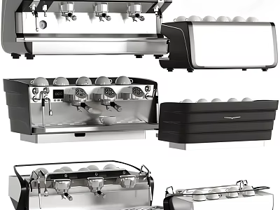 Multiple Coffee Machine Designs Featuring Stainless Steel And Black Exteriors For Home Use 3d model