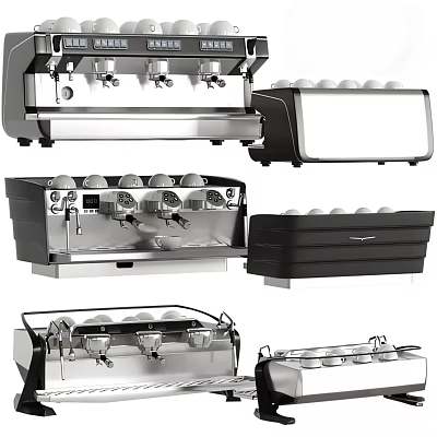 Multiple Coffee Machine Designs Featuring Stainless Steel And Black Exteriors For Home Use 3d model