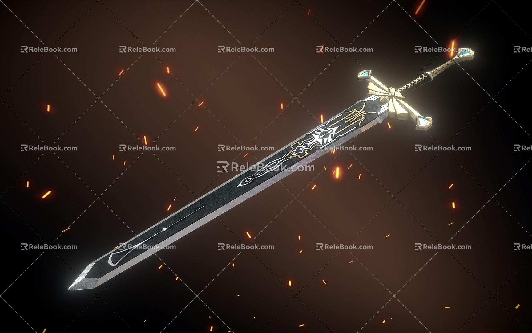 Retro Long Sword Sword Sword Fantasy Long Sword 3d model