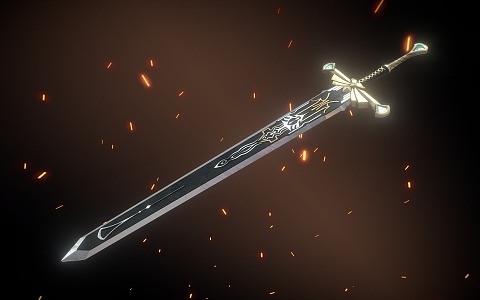 Retro Long Sword Fantasy Long Sword 3d model