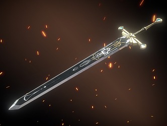 Retro Long Sword Fantasy Long Sword 3d model