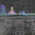 Car Interior With Steering Wheel Dashboard Navigation Screen And Road View Through Windshield