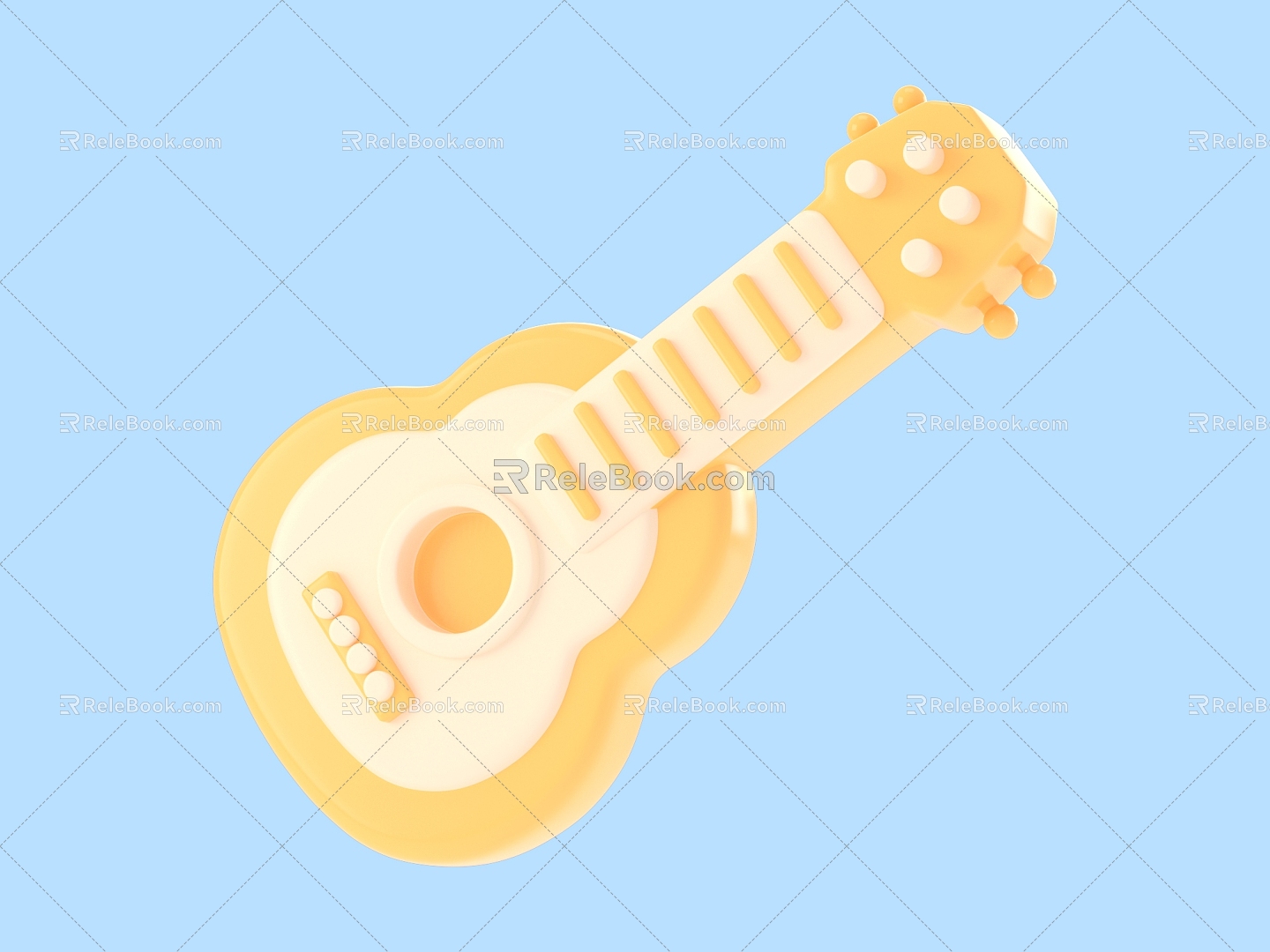 Cartoon guitar musical instrument toy 3d model