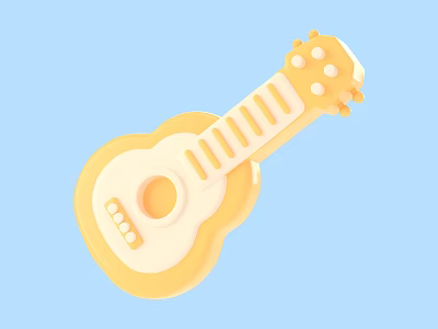 Cute Yellow Electric Toy Guitar For Kids Fun Playful Musical Instrument 3d model