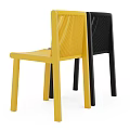 Modern Black Lounge Chair With Woven Back And Solid Wood Legs Design