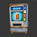 Rusty Drink Vending Machine With Illuminated Display And Colorful Buttons