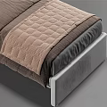Modern Double Bed With Upholstered Headboard Brown Quilt And Decorative Pillows