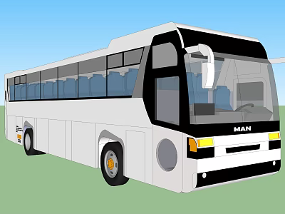 MAN White Passenger Bus With Black Front Large Windows And Seats 3d model
