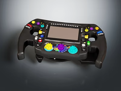 Entertainment Electronics Racing Steering Wheel with Colorful Buttons and Screen for Simulation Driving Experience 3d model