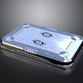 Silver Tech Component With Shiny Surface Circular Handles And Edged Structure