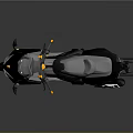 Stylish Modern Gray Motorcycle With Orange Wheels And Windshield Design