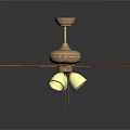 Electric Ceiling Fan With Wooden Blades Metal Base And Home Lighting Design