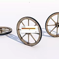 Vintage Bicycle Wheels With Spoked Design And Classic Wooden Rims