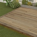 Log anticorrosive wood platform outdoor floor 3d model