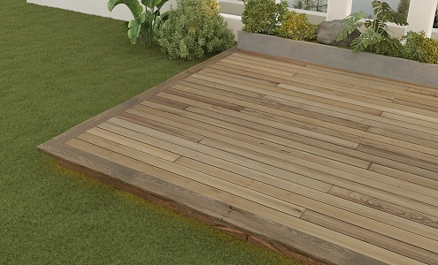 Log anticorrosive wood platform outdoor floor 3d model