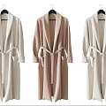 Stylish Long Belted Robe Cardigans In Neutral Colors With Long Sleeves And Pockets