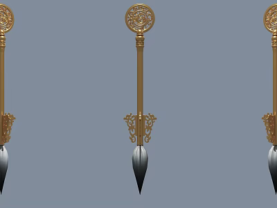 Golden Decorative Household Items With Intricate Carved Designs And Ornate Tops 3d model
