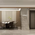 Modern Living And Dining Room Interior With Sofa Coffee Table Marble TV Wall And Plants