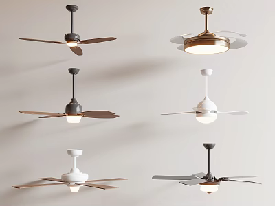 Stylish Ceiling Fans In Multiple Colors With Decorative Blades For Home Interiors 3d model