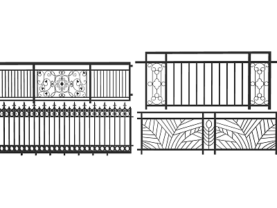 Decorative Metal Railings With Intricate Patterns And Various Design Styles 3d model