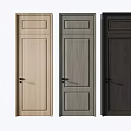 Three Different Color Wooden Swing Doors With Panel Design And Handles