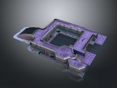 Futuristic Space Station 3D Model With Intricate Platform Design And Cosmic Structure Elements 3d model